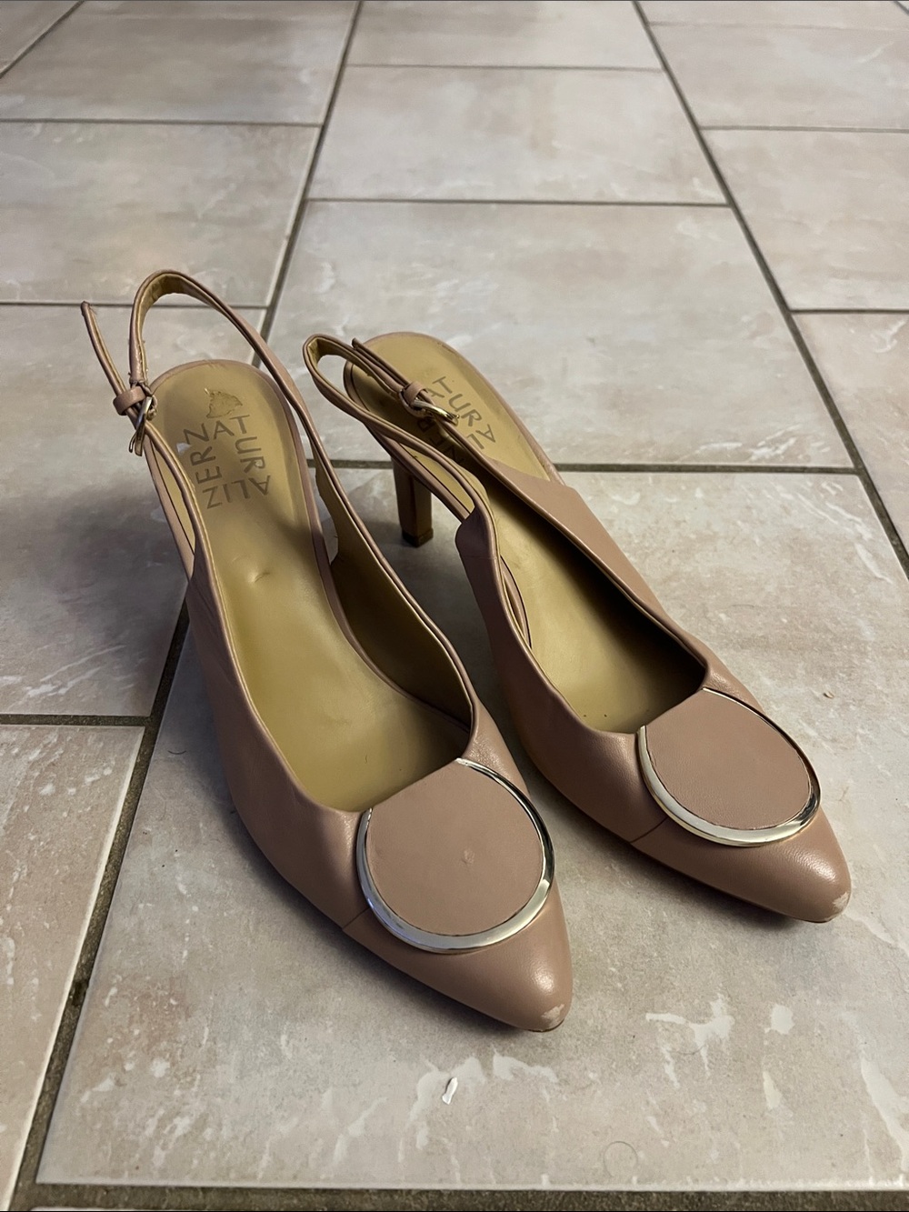 Naturalizer Blush Tan Slingback Pointed Toe Heels